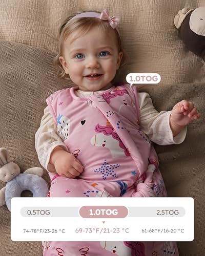 Image of Yoofoss Rayon Made from Bamboo Baby Sleep Sack 0-6 Months 1.0 Tog Baby Wearable Blanket, Super Soft Infant Toddler Sleeping Sack 2-Way Zipper