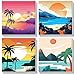 AC Wand  günstig Kaufen-MOGTAA 4 Pack Landschaft Malen Nach Zahlen mit Rahmen, Sonnenuntergang Malen nach Zahlen Kits für Erwachsene Kinder, DIY Ölgemälde Leinwand Set Acrylic Malerei Bilder für Home Dekor (20x20cm)
