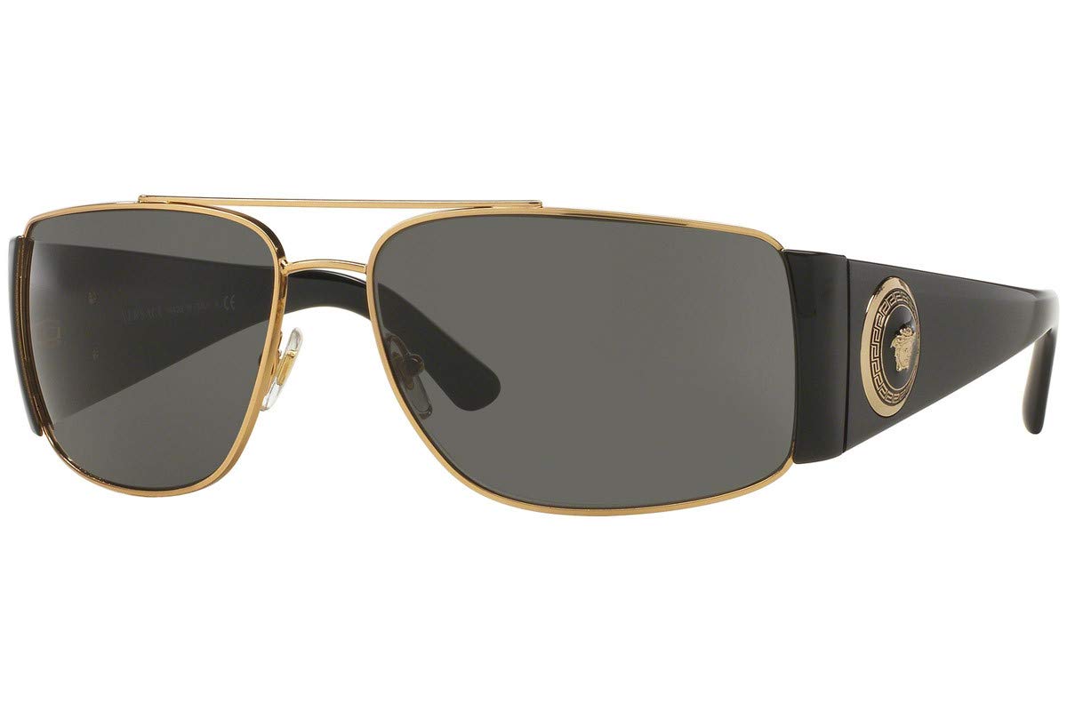 VersaceMan Sunglasses Gold Frame, Dark Grey - Polar Lenses, 63MM