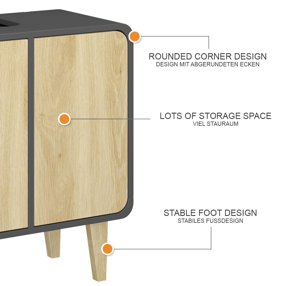 Vicco Mobiletto per lavabo Arla, Antracite/quercia, 60 x 61 cm