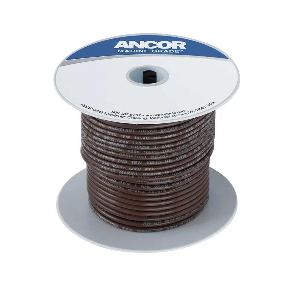 Ancor Marine Grade Tinned Copper Wire - 12 AWG Brown 100 Foot Roll For Boat Electrical