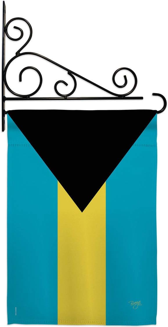 Bahamas Garden Flag Set Wall Holder Regional Nationality Nation International World Country Small Decorative Gift Yard House Banner Made In USA 13 X 18.5