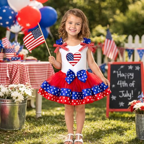 Image of Petitebella USA Heart Shirt Petal Skirt Outfit Nb-8y