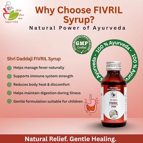 Shri Daddaji FIVRIL Syrup 100 ml | Ayurvedic Fever & Immunity Support Syrup for Children | Helps in Viral Fever, Cold & Body Ache | Natural Immune Support | GMP Certified - Image 3 thumbnail