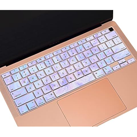 Silicone Keyboard Cover for MacBook Air 13 inch 2020 A2337 M1 A2179 with Retina Display and Touch ID Keyboard Protective Skin Protector, MacBook Air 2020 Keyboard Cover, Marble Cover