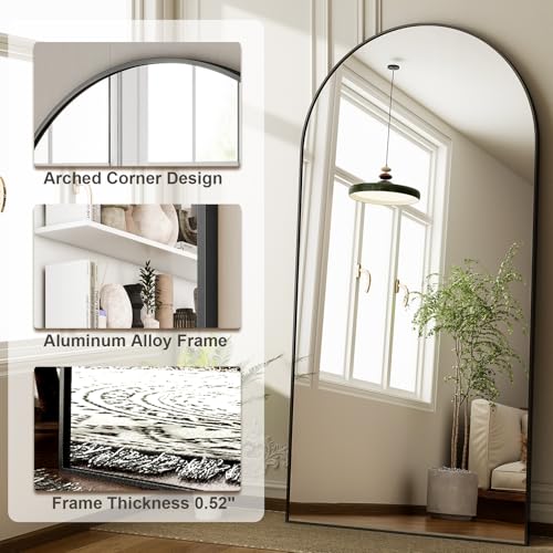 HARRITPURE 76"x34" Arched Full Length Mirror, Black - Image 4