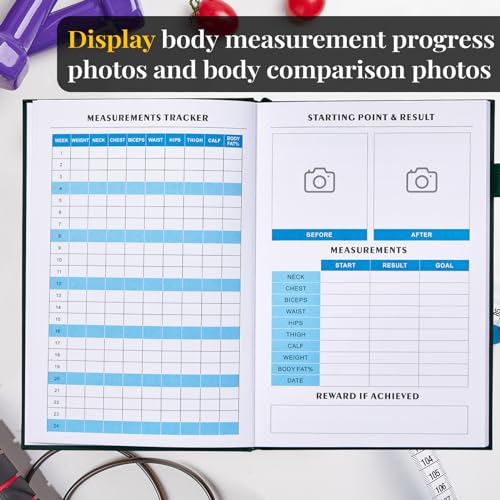 5 MINUTES A DAY Fitness/Workout Journal for Women & Men, Workout Log Book to Track Exercise Progress, 6 Months Running Journal Workout Equipment Home Gym Gift-Dark Green - Image 5
