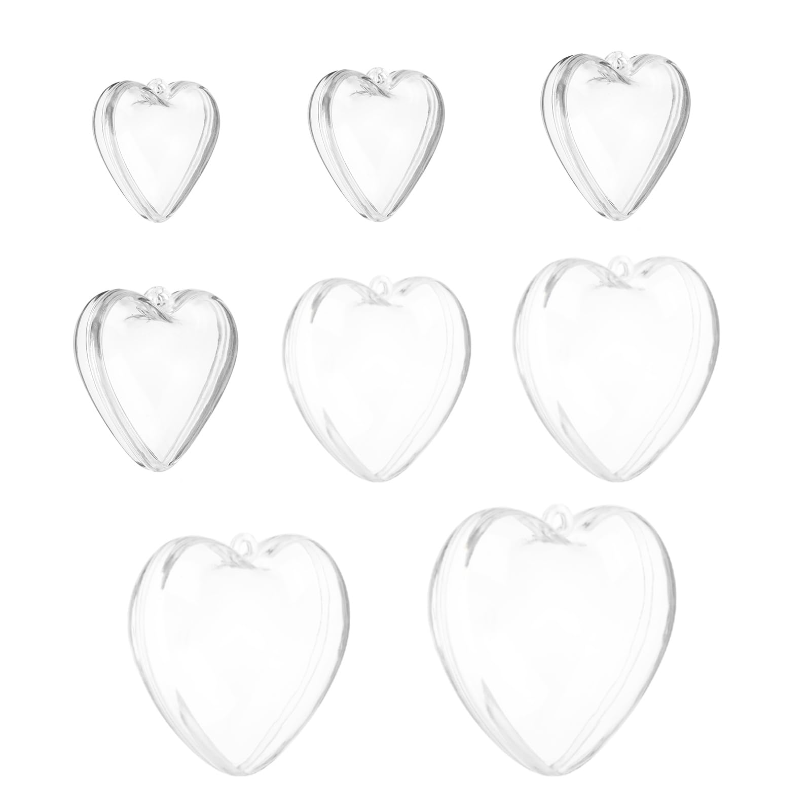 QUARKZMAN 10 Pezzi Ornamento a Cuore Trasparente Riempibile, 8cm Palle di Plastica Appese a Forma di Cuore Trasparenti per Decorazioni Natalizie Fai da Te, Feste, Matrimoni