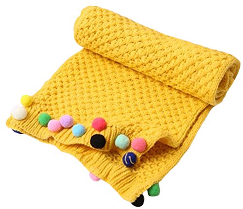 Little Girls Cute Knitted Warp Scarf Warm Winter Scarves with Ball4