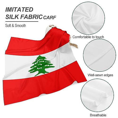 Lebanese Flag Women's Neckerchief Scarf Square Head Scarves Head Hair Wrap Bandana4