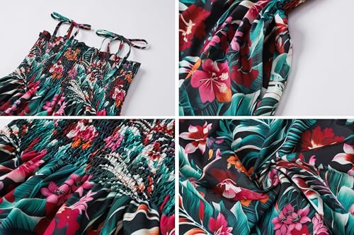Image of Cromoncent Matching Hawaiian Outfits for Family, Dad and Son Matching Luau Beach Tropical Shirts Mommy Daughter Tropical Sets