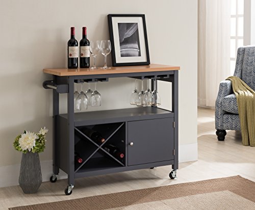 Kingsbrandfurnituregreynaturalfinishwoodkitchenstorageservingcartwithwinerack  Urban Country Home Decor Kings brand furniture grey natural finish wood kitchen storage serving cart with wine rack  urban country home decor