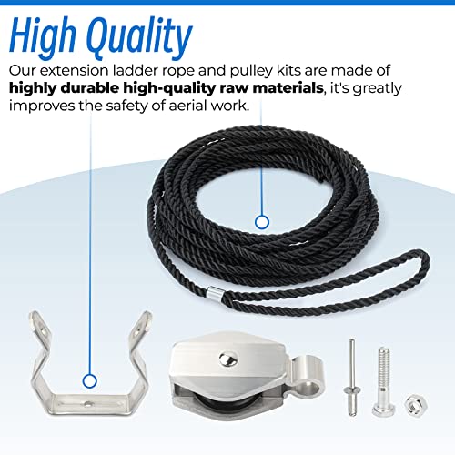 Extension Ladder Rope & Pulley Kit Compatible With Werner Aluminum Extension Ladder & Fiberglass Extension Ladders, Includes 31-12 Pulley & Ac30-2 Rope #TOP5