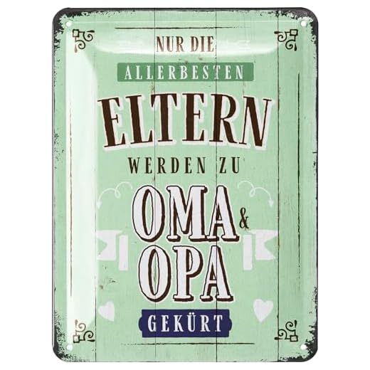 LANOLU Retro Blechschild "Nur die allerbesten Eltern werden zu Oma und Opa gekürt" Ihr werdet Großeltern - Geschenk passend zur Grußkarte - vintage Metallschild mit Spruch, 15x20cm