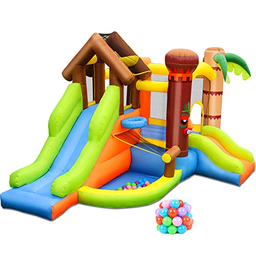 RETRO JUMP Bounce House, Bouncy House for Kids Outdoor, Inflatable Bounce House with Blower, Jungle Theme Kids Bounce House - Carry Bag, Repair Kit, Stakes, Blower Included