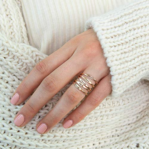 CAITLYNMINIMALIST 18K Gold Sterling Silver Rose Gold Name Ring Skinny Stackable Custom Name Ring Personalized Stacking Rings Gift for Bridesmaids4