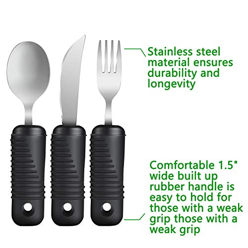 YPC Adaptive Utensils,Easy Grip Silverware,Built-Up Fork,Spoon and Rocker Knife for Adults,Elderly,Arthritis,Tremors and Parkinsons,3 Piece Set - Image 5