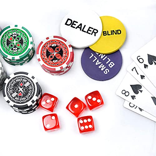 LARS360 Pokerkoffer mit 500 Laser Pokerchips, 11,5g Abschließbar Pokerkarten Zubehör Deluxe Pokerset, Casino Chipszahl, 55,5x20,5x6,4cm, Silber – Bild 6