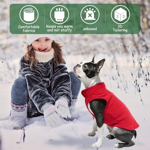 Hundemantel Mit Geschirr für Kleine Hunde - Hundepullover, Chihuahua Kleidung, Wintermantel für Innen und Außeneinsatz (Rot, L)