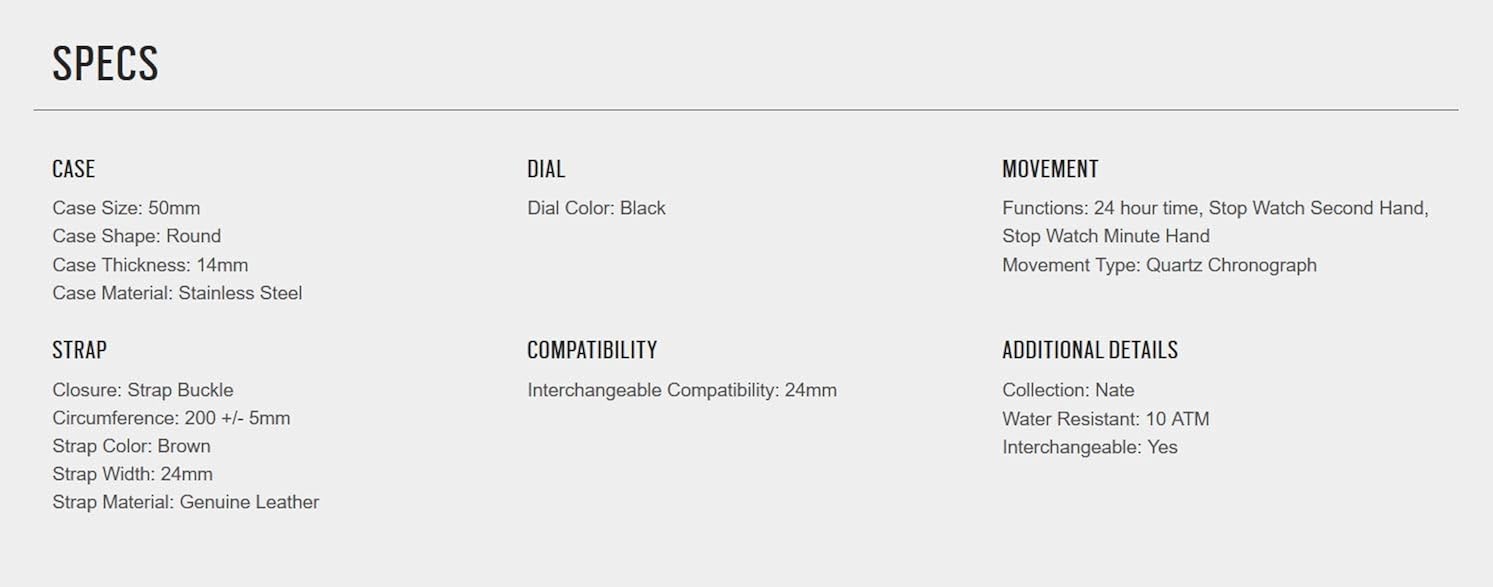 Fossil Orologio uomo Nate, misura cassa 50mm, movimento cronografo al quarzo, cinturino in vera pelle Fossil Orologio uomo Nate, misura cassa 50mm, movimento cronografo al quarzo, cinturino in vera pelle