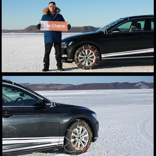 Snow Chains for Cars, SUVs, and Pickups - Heavy-Duty Tire Chains, Set of 2 for 195/55R13 – Ultimate Traction & Safety in Snow and Ice Conditions