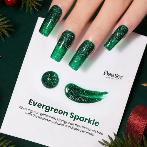 Image of Beetles Green Glitter Gel Nail Polish, 15ML Emerald Green Color Gel