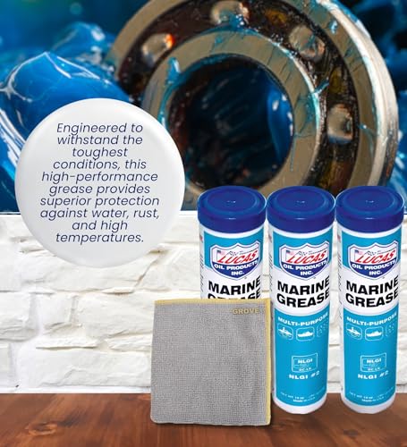 Image of Marine Grease 14 oz Bundle with Microfiber Cloth - Heavy Duty Marine Grease for Trailer Wheel Bearings, Chassis Lubrication, and Outboards - Extreme Pressure - Rust & Oxidation Resistant - (4 Items)