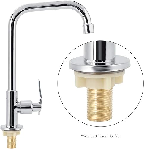 Miniatura 4 de Grifo de cocina de agua fría, grifo de agua fría con cuerpo de latón, tubo de acero inoxidable 360 giratorio para accesorios de cocina