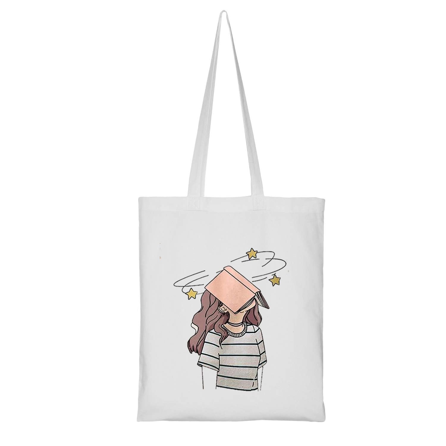 Clapcart Reusable Tote Bag for Women/Girls | Multipurpose 100% Organic Cotton Printed Tote Bags | Shopping/Grocery Bag | Sturdy Canvas Bag with 12kgs Capacity (Girl and Book illustration Print) (B0CJYKMTZ5) Amazon Price History, Amazon Price Tracker