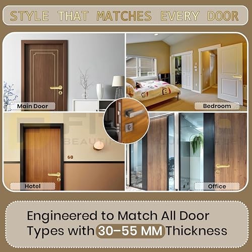 Image of Munich Mortise Door Handle Lock Set /Premium Zinc Alloy Door Handle with Lock /Heavy Duty Main Door Handle with Key Lock for Home, Office & Hotel Doors - 3 Years Warranty (SSM /BNM)
