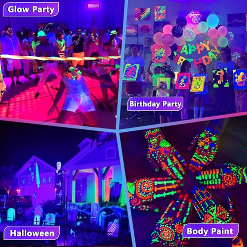 Image of 1 Pack 100W Black Light, LED Blacklight with US Plug and Switch, Black Lights for Glow None Party, Halloween,Body Painting,Fluorescent Painting and Tapestry