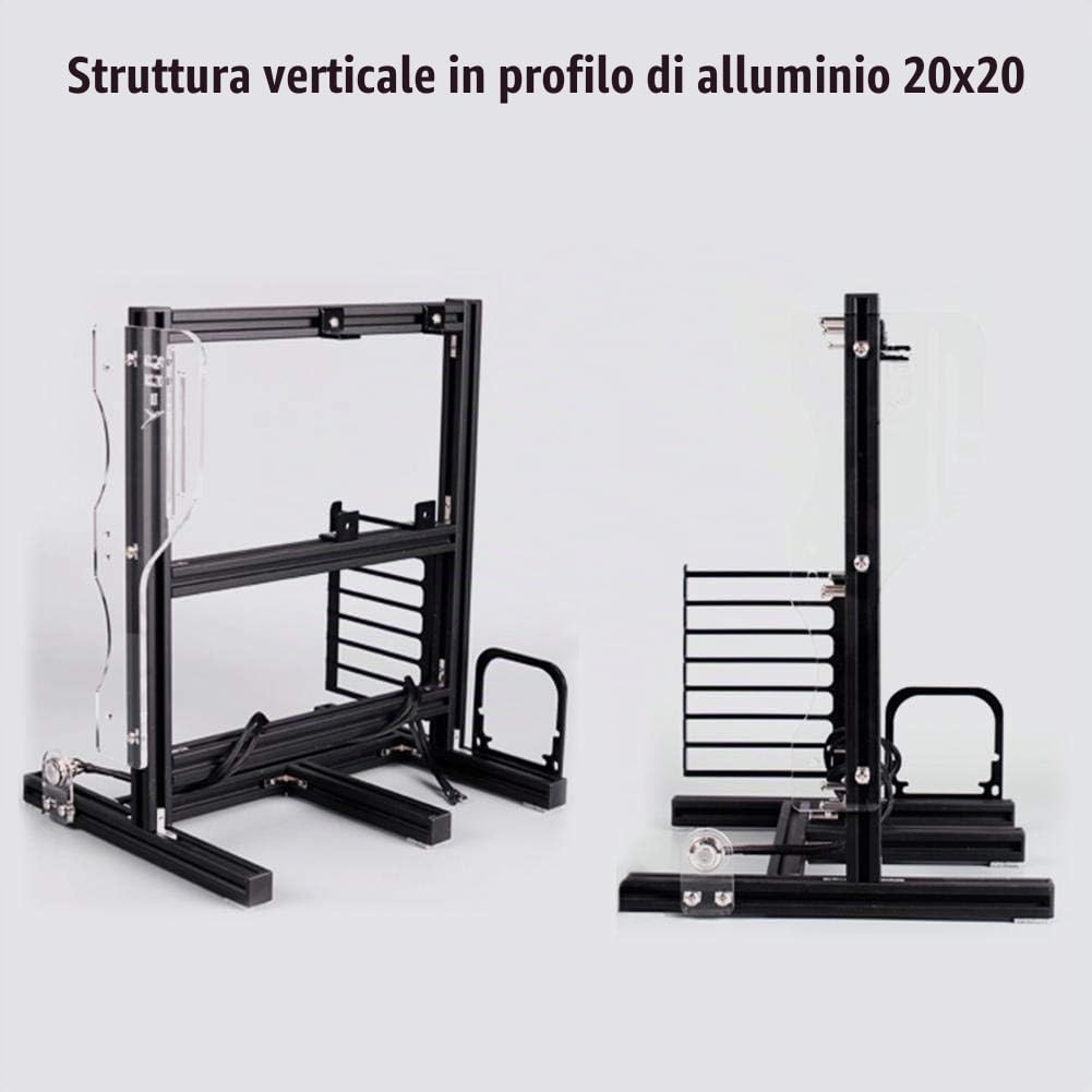 Custodia aperta per PC ATX/M-ATX/ITX - Supporto verticale per overclocking - Manico aperto fai-da-te profilo in alluminio 20x20 Nero