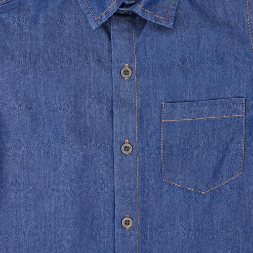 Image of superminis Boy's Full Sleeves Denim Relaxed Fit Shirt With Collared Neck