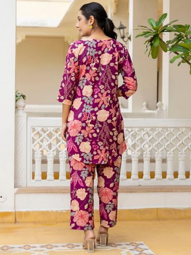 Image of feranoid Elegant V-Neck 3 /4 Sleeve Kurta & Pant Co-ord Set (S-XXL)