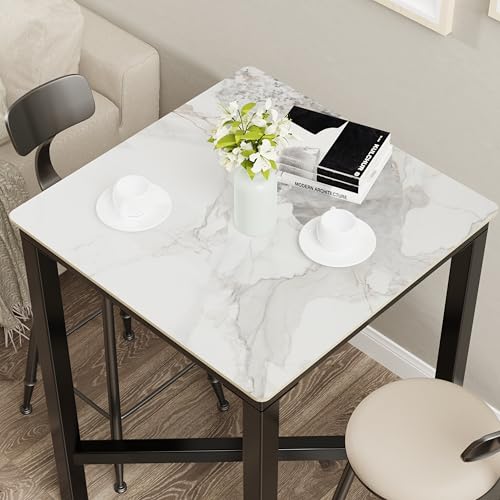وايز فور طاولة بار مربعة من الحجر الملبد: 70 × سم طاولات رخامية بارتفاع 105 كوكتيل للمطبخ المنزلي والمقهى والمكتب والشقة الكرسي غير متضمن