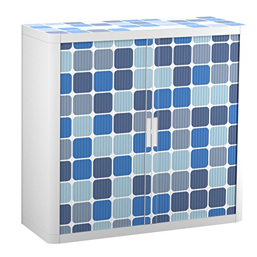 Paperflow EasyOffice Storage Cabinet with Two Shelves, Blue Squares