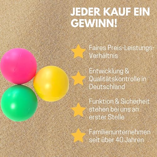BEST SPORTING Beach-Ball Ersatzbälle I 3 Softbälle aus Kunststoff I Ping Pong in Blau Gelb & Orange I Beach-Tennis für Kinder I Softball Tennis