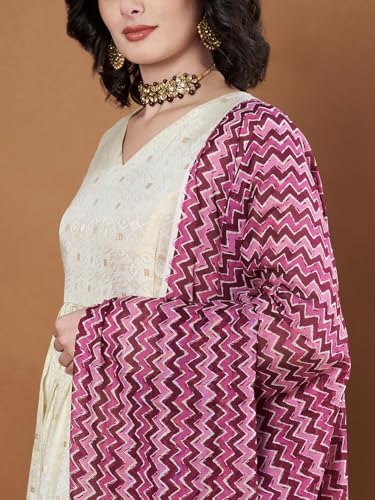 Image of Women's Cotton Blend Floral Print Dupatta with 2.20 Meters | Women's cotton printed dupatta with tassels