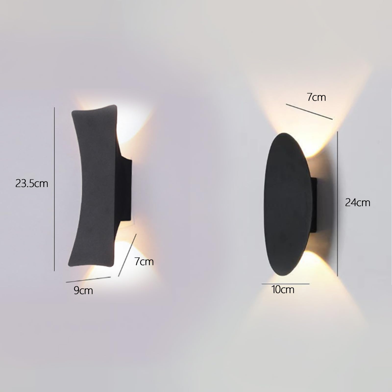 Moderno Alluminio Lampada da Parete LED Esterno IP65 Impermeabile Luce da Parete Nero/Bianco Minimalista Geometrico Design Applique da Parete Esterno/Interno per Giardino (B Bianco,Luce Neutra)
