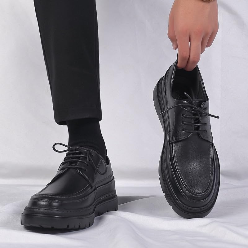 Men's Genuine Leather Platform Lace Up Oxfords Business Office Wedding Formal Modern Formal Dress Shoes Casual Derby Shoe3