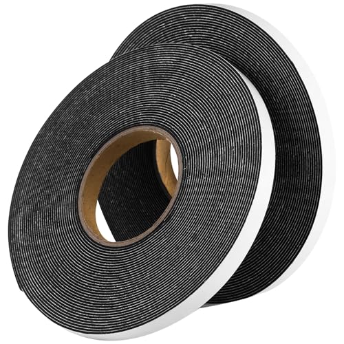 Image of Tatuo 2 Rolls Double Sided Foam Tape 0.6 Inch by 50 Feet Black PE Foam Tape Sponge Soft Mounting Adhesive for DIY Craft Picture Poster Hanging