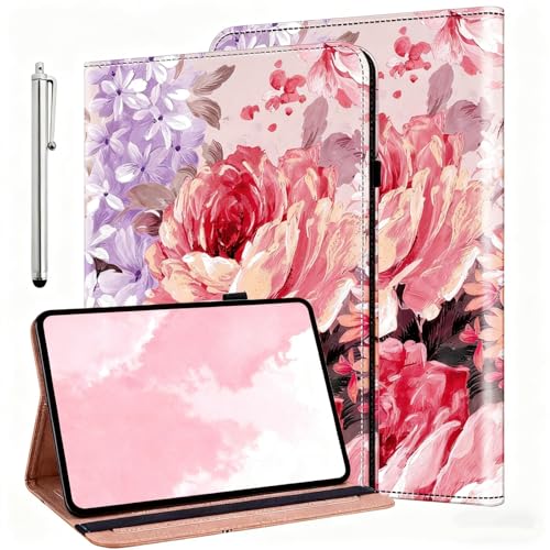 ALILANG Capa para Lenovo Tab M9 9 polegadas (TB-310FU, lançado em 2023), capa fólio de couro PU com suporte multiângulo e suporte de caneta para tablet Lenovo Tab M9 - rosas pintadas a óleo