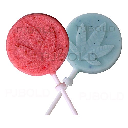 image for PJ BOLD Marijuana Leaf Lollipop Silicone Candy Mold Tray, 2 Pack, Brow