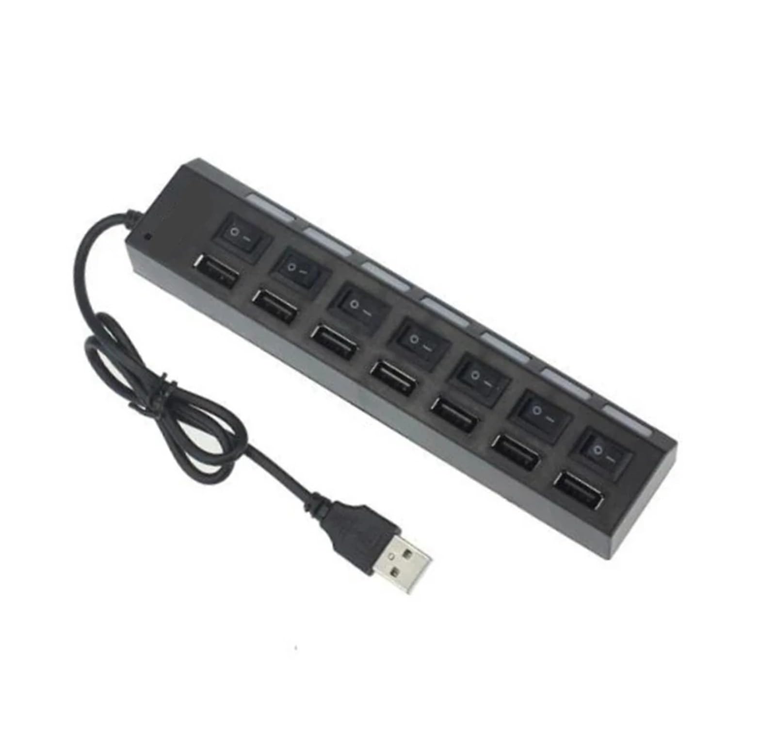 QVCTADPC 7 Port USB 2.0 Multi USB Splitter hub usb2.0 Hub Utilisez l'adaptateur d'alimentation exposant multiple avec des stations d'amarrage de HUB Cable Switch 30cm