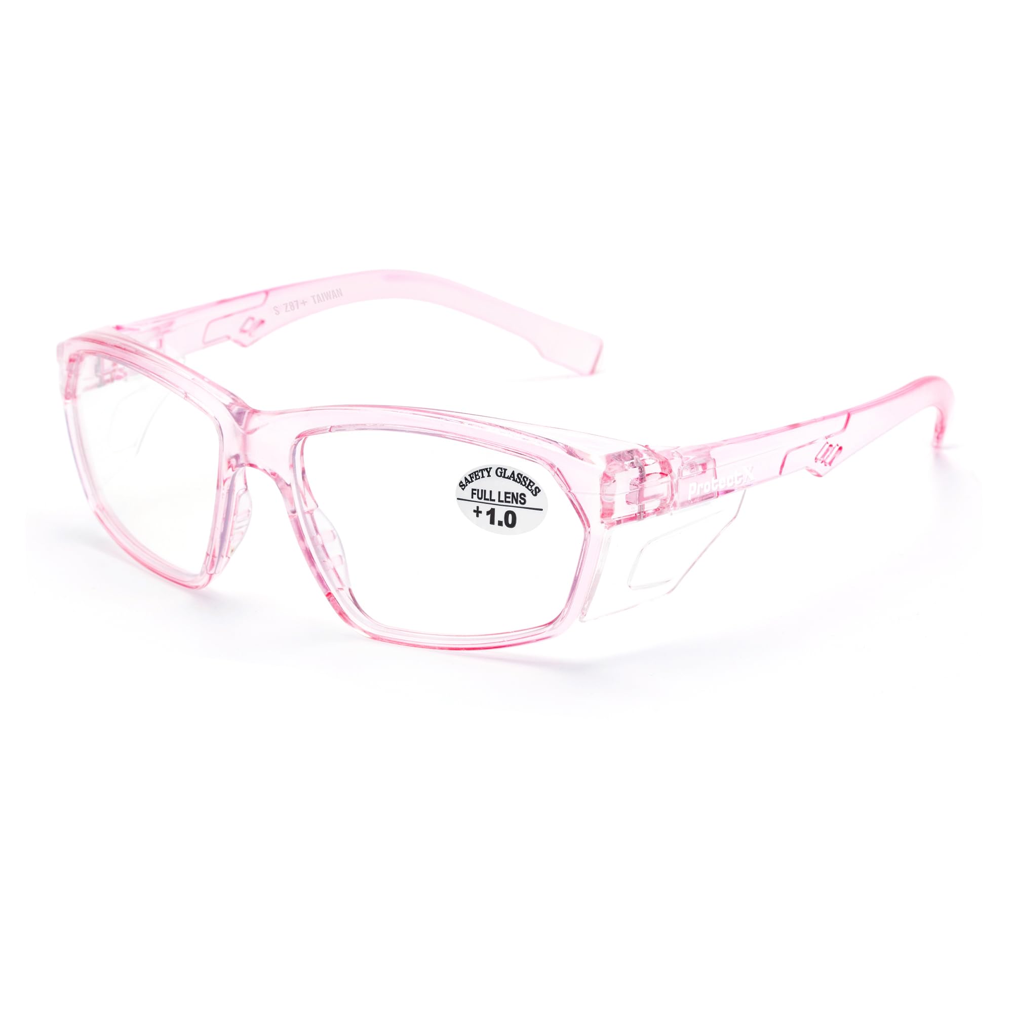 ProtectX Stylish Anti-Fog & Scratch-Resistant Safety Glasses With Readers, UV Protection Goggles, Anti-Impact Lightweight Glasses for Men＆Women Pink