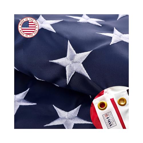 ZEKVY Embroideries American US Flag 2x3 Outdoor Made in USA - Heavy Duty Vivid Color United States Flag Banners with 2 Brass Grommet