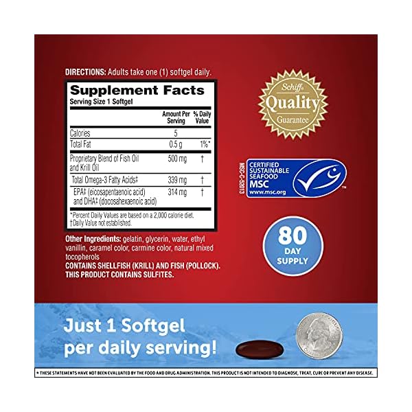 Megared-Advanced-4in1-Softgels-Omega-3-Fish-Oil-High-Absorption-Krill-Oil-Supplement-500mg-80-Count-In-A-Bottle-Concentrated-Omega-3-Fish-Krill-Oil-Supplement Megared Omega 3 Fish Oil & Antarctic Krill Oil Softgels for Brain, Heart, Joints & Eye Support, (80 Count Bottle), Concentrated Omega 3 Fatty Acid Supplement with EPA, DHA, Phospholipids