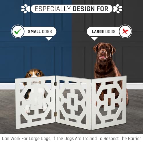 Bundaloo Freestanding Dog Gate Expandable Decorative Wooden Fence for Small to Medium Pet Dogs, Barrier for Stairs, Doorways, & Hallways Bundaloo Freestanding Dog Gate Expandable Decorative Wooden Fence for Small to Medium Pet Dogs, Barrier for Stairs, Doorways, & Hallways
