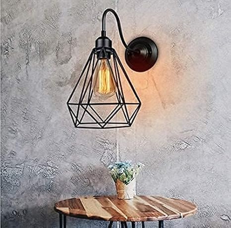Image of Geometric Black Metal Wall Light, Modern Industrial Decorative Sconce,(Bulb not Included) Small Pack of 1