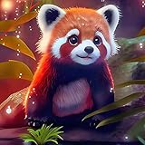 SENQAO Red Panda Diamond Art Diamond Art Kits,5D Diamond Art Kits for Adults,DIY Diamond Art Kits Diamond Art,Round Full Drill Diamonds Diamond Dots Crafts for Home Decor 12x12in